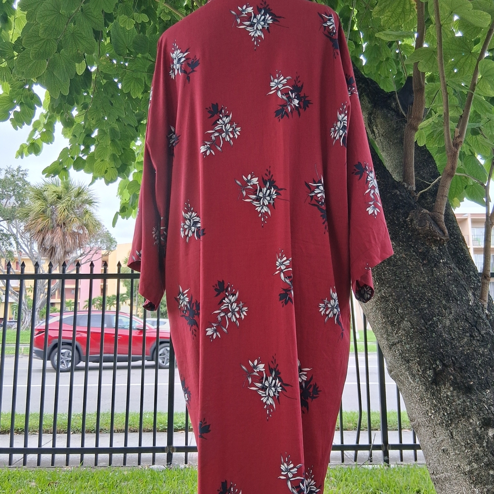 🔥NWT Banana Republic Red Floral KIMONO TUNIC DUSTER One SIZE & FREE GIFT - Picture 4 of 8
